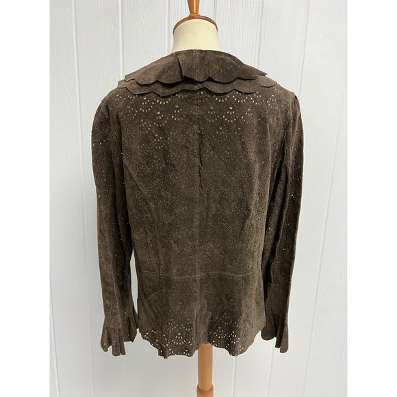 Cold Creek women's 100% leather jacket button front brown size L - Picture 10 of 13